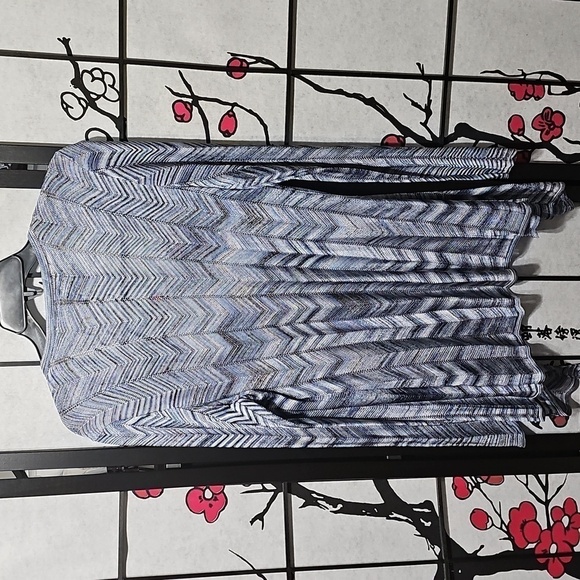White House Black Market Blue Rayon Chevron Open Cardigan Sweater Small - Picture 6 of 6